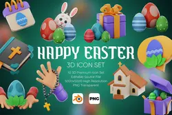 آیکون عید و تخم مرغ رنگی 3D