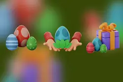 آیکون عید و تخم مرغ رنگی 3D