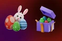 آیکون عید و تخم مرغ رنگی 3D