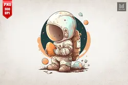 طرح فضانورد آبرنگی عید