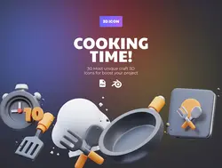 30 آیکون آشپزی 3D