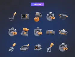 30 آیکون آشپزی 3D