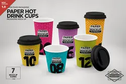 موکاپ لیوان کاغذی یکبار مصرف درب دار