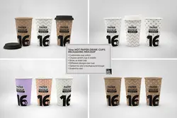 موکاپ لیوان کاغذی یکبار مصرف درب دار