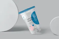 موکاپ لیوان یکبار مصرف شیشه ای آبمیوه درب دار