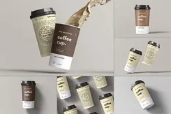 6 موکاپ لیوان کاغذی قهوه درب دار یکبار مصرف