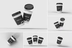 5 موکاپ لیوان قهوه درب دار یکبار مصرف