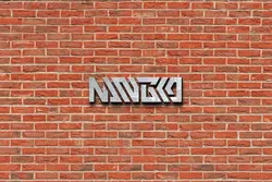 موکاپ لوگو روی دیوار آجری