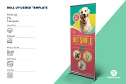 طرح بنر مراقبت حیوانات خانگی رول آپ