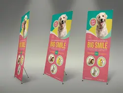 طرح بنر مراقبت حیوانات خانگی رول آپ