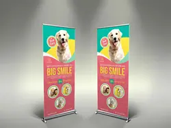 طرح بنر مراقبت حیوانات خانگی رول آپ