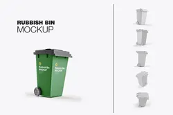 موکاپ سطل آشغال چرخ دار پلاستیکی