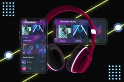 موکاپ اپ موزیک آیفون با تم نئون