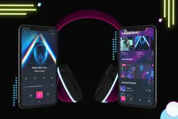 موکاپ اپ موزیک آیفون با تم نئون