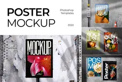 موکاپ پوستر روی دیوار