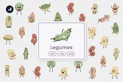 30 وکتور حبوبات و مغزهای بامزه کودکانه و کارتونی