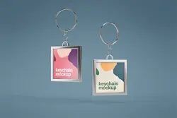 موکاپ جاکلیدی کارتی و فلزی نقره‌ای