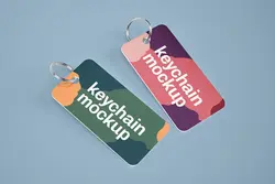 موکاپ جاکلیدی کارتی و فلزی نقره‌ای