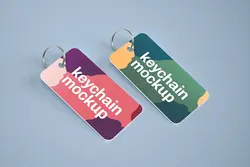 موکاپ جاکلیدی کارتی و فلزی نقره‌ای
