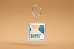 موکاپ جاکلیدی کارتی و فلزی نقره‌ای