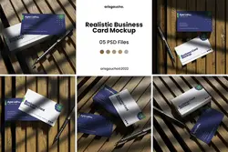 موکاپ کارت ویزیت واقعی با افکت سایه پنجره