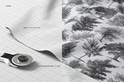 موکاپ لایه پارچه با اکسسوری خیاطی