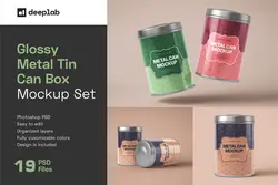 موکاپ قوطی حلبی استوانه‌ای مواد غذایی