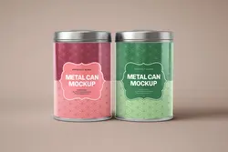 موکاپ قوطی حلبی استوانه‌ای مواد غذایی