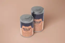 موکاپ قوطی حلبی استوانه‌ای مواد غذایی