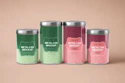 موکاپ قوطی حلبی استوانه‌ای مواد غذایی