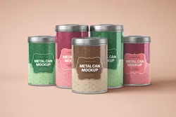 موکاپ قوطی حلبی استوانه‌ای مواد غذایی