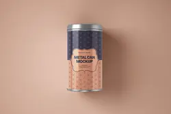 موکاپ قوطی حلبی استوانه‌ای مواد غذایی