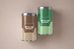 موکاپ قوطی حلبی استوانه‌ای مواد غذایی