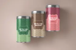 موکاپ قوطی حلبی استوانه‌ای مواد غذایی