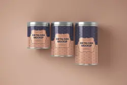 موکاپ قوطی حلبی استوانه‌ای مواد غذایی