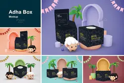 موکاپ جعبه مکعبی با تم عید قربان