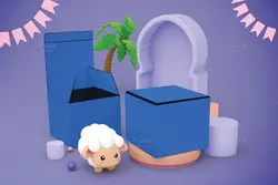 موکاپ جعبه مکعبی با تم عید قربان