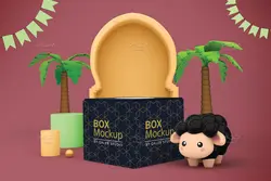 موکاپ جعبه مکعبی با تم عید قربان