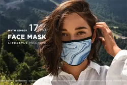 موکاپ ماسک پارچه ای روی صورت زن و مرد