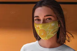 موکاپ ماسک پارچه ای روی صورت زن و مرد