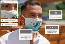 موکاپ ماسک پارچه ای روی صورت زن و مرد