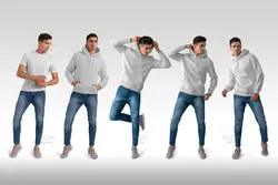 ست موکاپ لباس زنانه و مردانه – هودی، تیشرت و زیرپوش