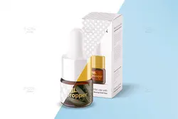 موکاپ بطری قطره چکان ا میلی لیتری کهربایی با جعبه