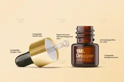 موکاپ بطری قطره چکان ا میلی لیتری کهربایی با جعبه