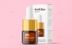 موکاپ بطری قطره چکان ا میلی لیتری کهربایی با جعبه