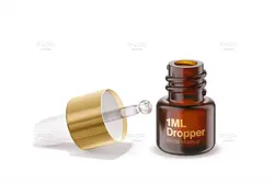 موکاپ بطری قطره چکان ا میلی لیتری کهربایی با جعبه