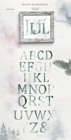 طرح رویایی پری و فرشته آبرنگی + پترن، گل و بوته و عناصر طراحی