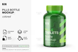 موکاپ بطری قرص رنگی