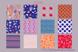 وکتور صدف و حلزون دریایی + پترن و قاب و فریم