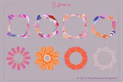 وکتور صدف و حلزون دریایی + پترن و قاب و فریم